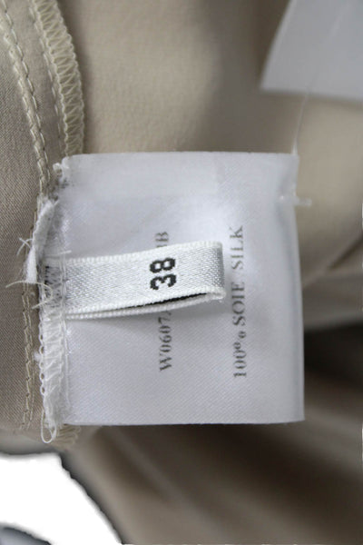 Lanvin Womens Basic Silk Sleeveless Round Neck Blouse Beige Pullover Size 38