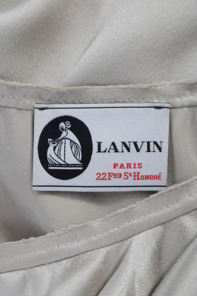 Lanvin Womens Basic Silk Sleeveless Round Neck Blouse Beige Pullover Size 38