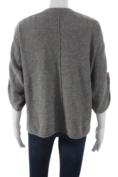 Brochu Walker Womens Cashmere V-Neck Cardigan Gray 3/4 Sleeve Size XS