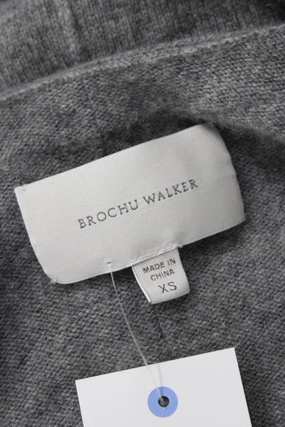 Brochu Walker Womens Cashmere V-Neck Cardigan Gray 3/4 Sleeve Size XS