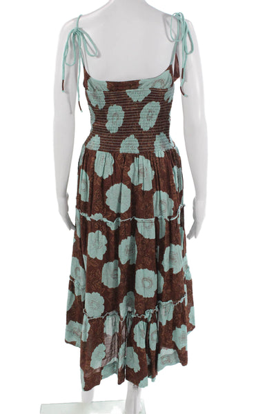 We The Free Women Maxi Floral Brown Square Neck Dress Petite Size S