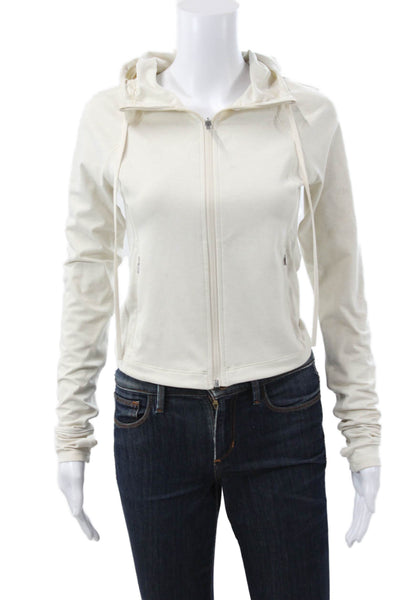 Athleta Women Track Jacket Ivory Zip Long Sleeve Size S