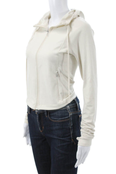 Athleta Women Track Jacket Ivory Zip Long Sleeve Size S