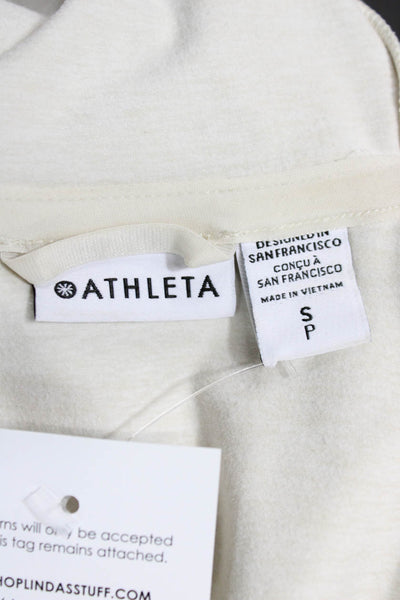 Athleta Women Track Jacket Ivory Zip Long Sleeve Size S