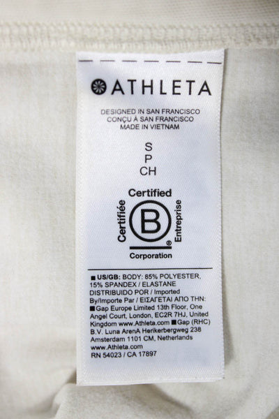 Athleta Women Track Jacket Ivory Zip Long Sleeve Size S