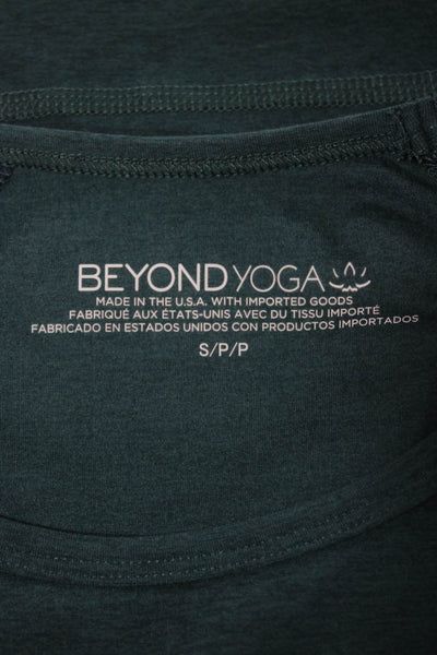 Beyond Yoga Womens Cropped Green Polyester Crew Neck Long Sleeve T-Shirt Size S