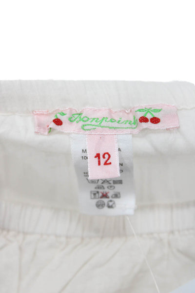 Bonpoint Girls Elastic Waistband Lace Trim Bottoms White Cotton Size 12 Months