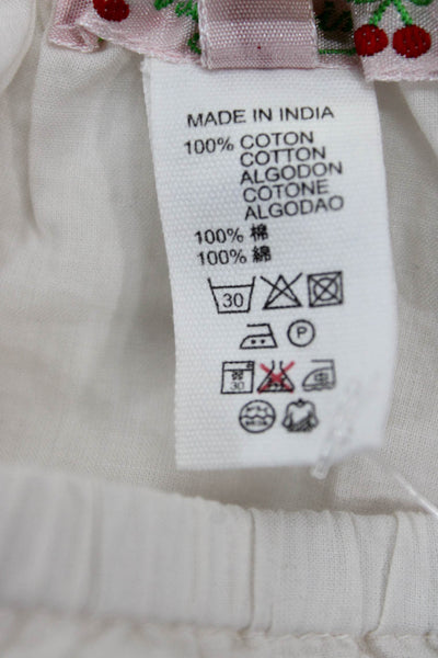 Bonpoint Girls Elastic Waistband Lace Trim Bottoms White Cotton Size 12 Months