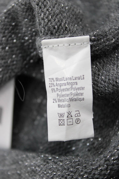 Bonpoint Girls Four Button Metallic Knit Wool Cardigan Sweater Gray Size 6M