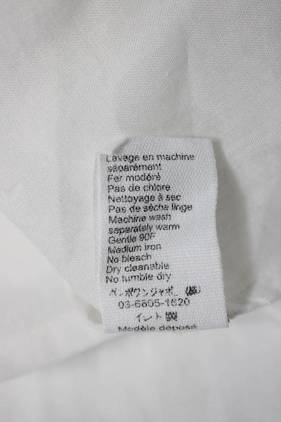 Bonpoint Girls Button Back Lace Trim Collared Shirt White Cotton Size 6 Months