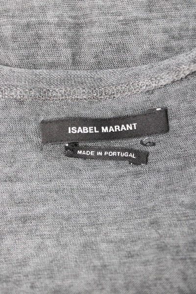 Isabel Marant Women Basic Linen Scoop Neck Sleeveless T-Shirt Gray Size S