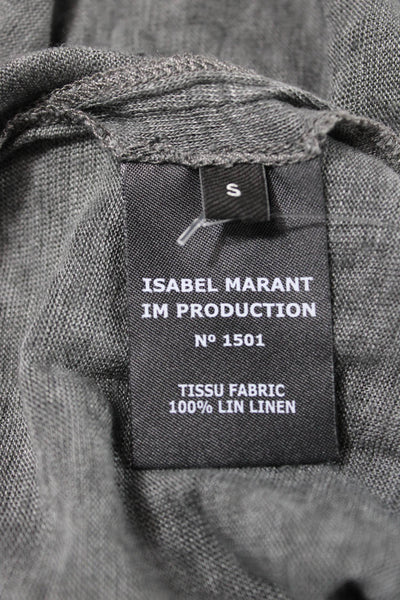 Isabel Marant Women Basic Linen Scoop Neck Sleeveless T-Shirt Gray Size S