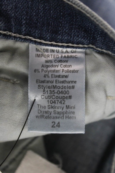 Current/Elliott Women Mini Skirt Blue Cotton Button Knee Length Size 24