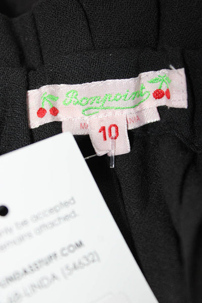 Bonpoint Girls Elastic Waistband Pleated Knee Length A Line Skirt Black Size 10