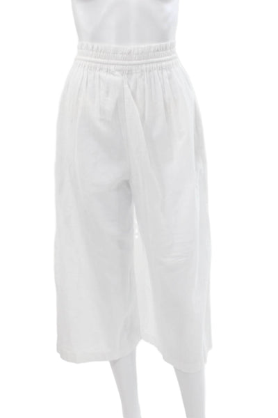 Change of Scenery Women Cropped White Cotton Pants Size XS