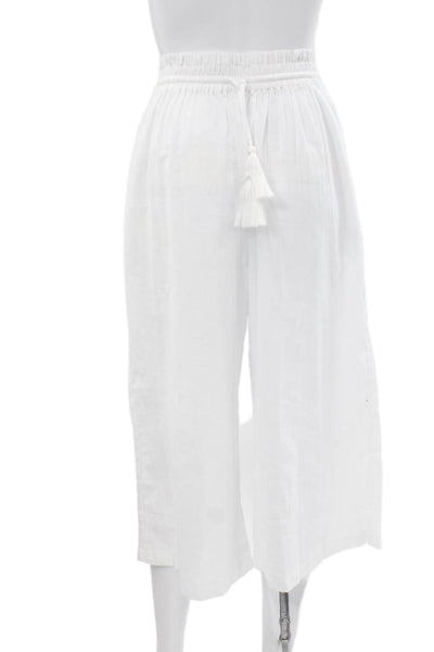 Change of Scenery Women Cropped White Cotton Pants Size XS