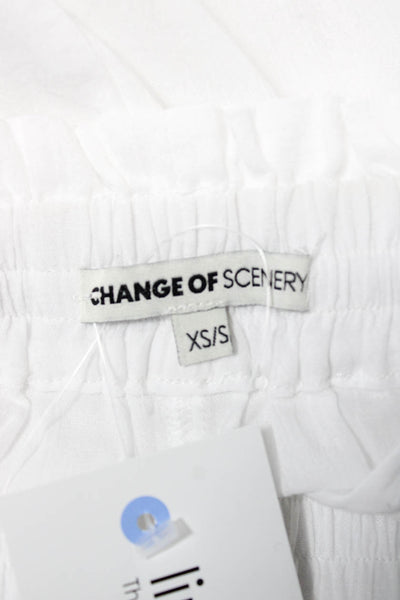 Change of Scenery Women Cropped White Cotton Pants Size XS
