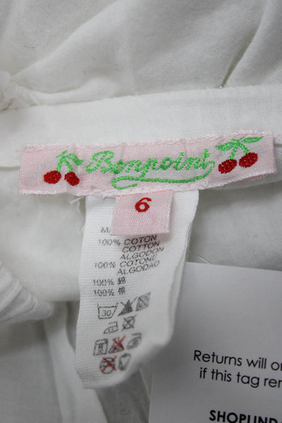 Bonpoint Girls Elastic Waistband Lace Ruffle Bottoms White Cotton Size 6 Months
