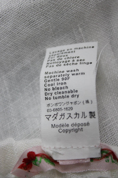 Bonpoint Girls Elastic Waistband Stretch Linen Bottoms White Size 12 Months