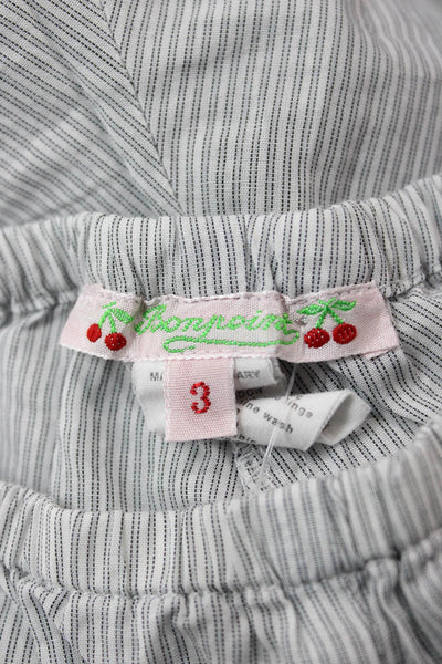 Bonpoint Girls Elastic Waistband Pinstriped Shorts White Blue Cotton Size 3M