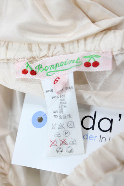 Bonpoint Girls Elastic WAistband Silk Bottoms Beige Size 6 Months