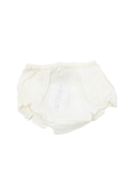 Bonpoint Girls Elastic Waistband Linen Bottoms White Size 12 Months