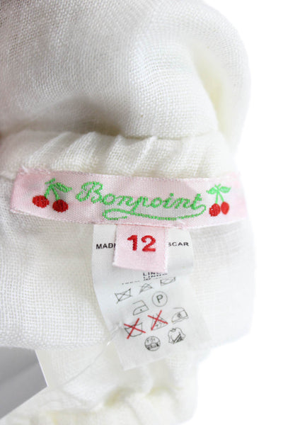 Bonpoint Girls Elastic Waistband Linen Bottoms White Size 12 Months