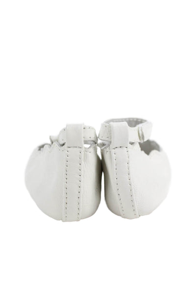Chloe Girls Ankle Strap Scalloped Leather Ballet Flats White Size 17