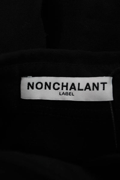 Nonchalant Label Womens Cropped Button Up Short Sleeve Black Top Size XS