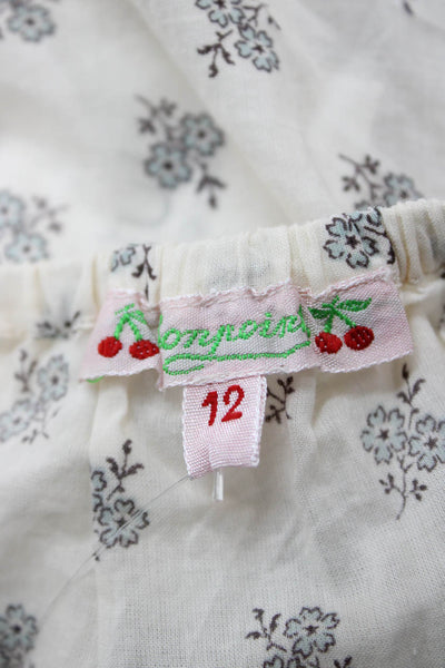 Bonpoint Girls Elastic Waistband Floral Printed Bottoms White Brown Size 12M