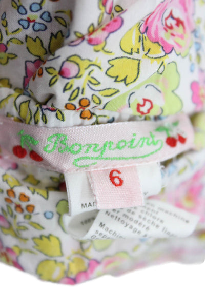 Bonpoint Girls Elastic Waistband Floral Printed Bottoms White Pink Size 6M
