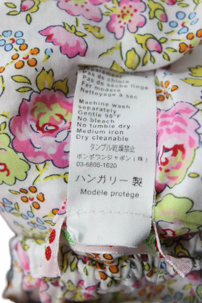 Bonpoint Girls Elastic Waistband Floral Printed Bottoms White Pink Size 6M
