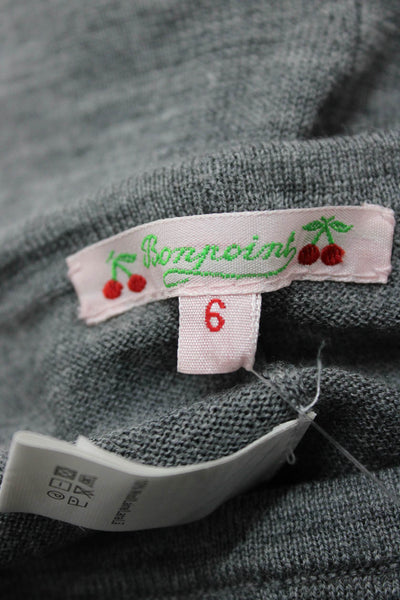Bonpoint Girls Elastic Waistband Wool Knit Ankle Leggings Gray Size 6 Months
