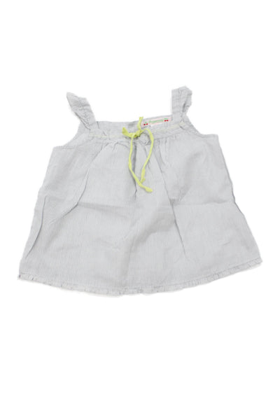 Bonpoint Girls Sleeveless Square Neck Pinstriped Top White Blue Size 3 Months