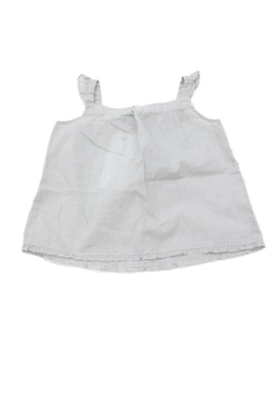 Bonpoint Girls Sleeveless Square Neck Pinstriped Top White Blue Size 3 Months