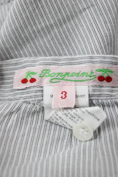 Bonpoint Girls Sleeveless Square Neck Pinstriped Top White Blue Size 3 Months