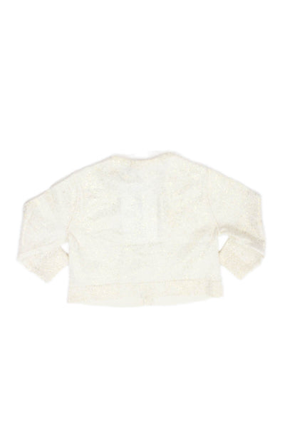 Bonpoint Girls Button Front Metallic Speckled Cardigan Sweater White Size 6M