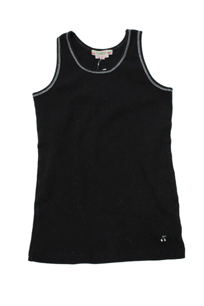 Bonpoint Girls Scoop Neck Ribbed Knit Tank Top Black Cotton Size 10