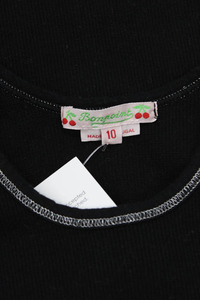Bonpoint Girls Scoop Neck Ribbed Knit Tank Top Black Cotton Size 10