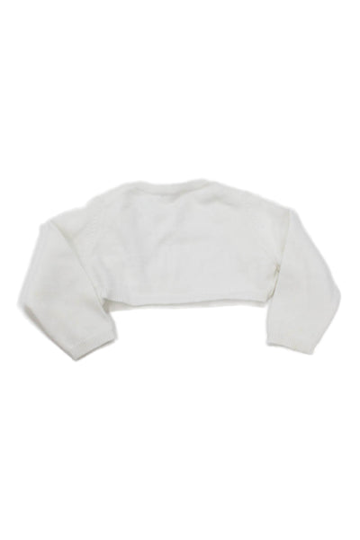 Il Gufo Girls Long Sleeve Open Front Knit Cardigan Sweater White Cotton Size 8M