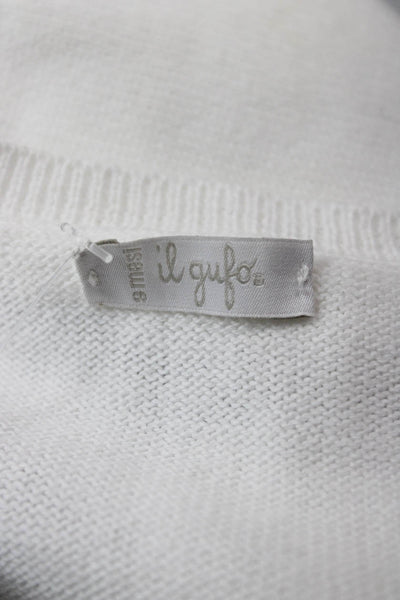 Il Gufo Girls Long Sleeve Open Front Knit Cardigan Sweater White Cotton Size 8M