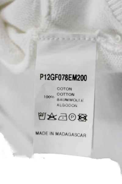 Il Gufo Girls Long Sleeve Open Front Knit Cardigan Sweater White Cotton Size 8M