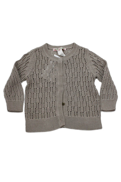 Bonpoint Girls Button Front Crew Neck Open Knit Cardigan Sweater Brown Size 3M