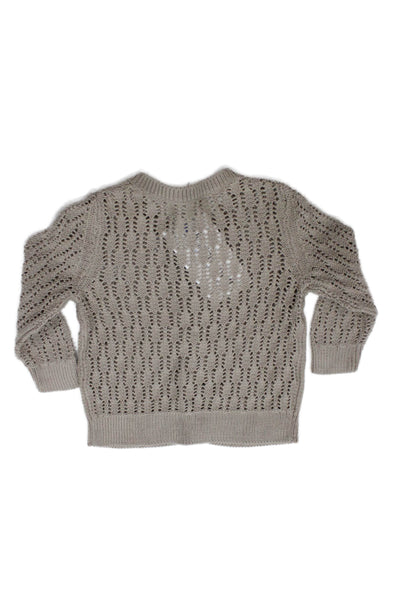 Bonpoint Girls Button Front Crew Neck Open Knit Cardigan Sweater Brown Size 3M