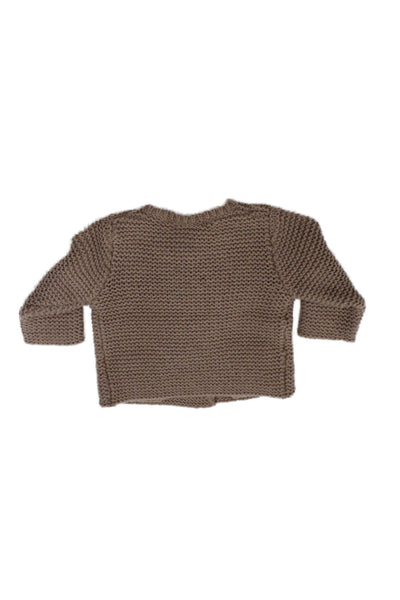 Bonpoint Girls Double Breasted Crochet Knit Cardigan Sweater Brown Wool Size 6M
