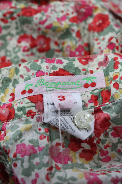 Bonpoint Girls Sleeveless Square Neck Floral Belted Romper White Red Size 3M
