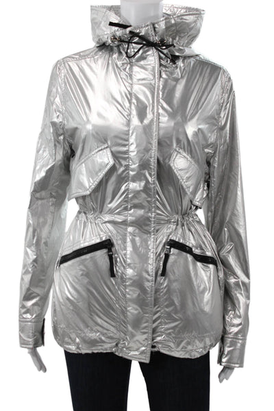 SAM. Womens Anorak Jacket Silver Polyester Zip Long Sleeve Size S