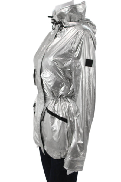 SAM. Womens Anorak Jacket Silver Polyester Zip Long Sleeve Size S