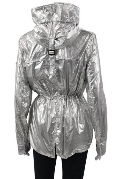 SAM. Womens Anorak Jacket Silver Polyester Zip Long Sleeve Size S