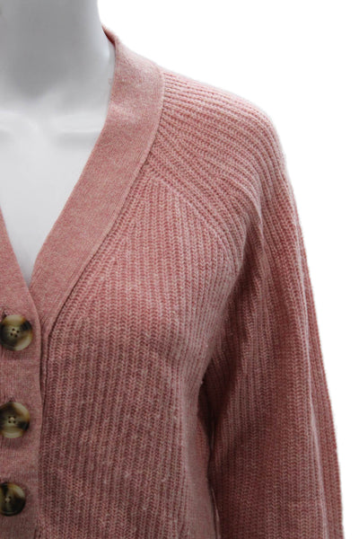 Madewell Womens Merino Wool V-Neck Henley Sweater Pink Long Sleeve Size XS